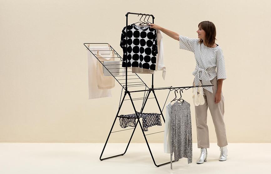 Hangon Séchoir à linge avec barre, 181 cm, noir mat