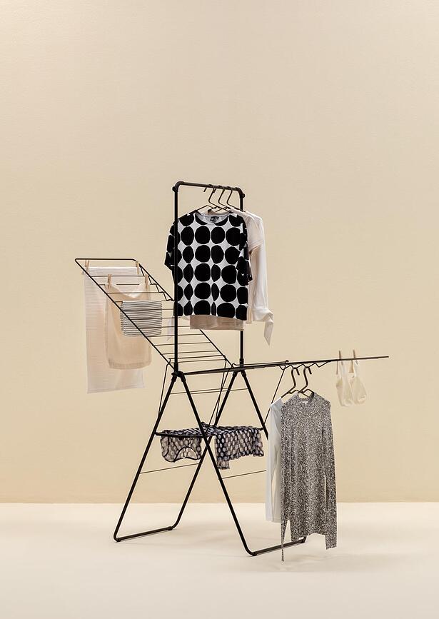 Hangon Séchoir à linge avec barre, 181 cm, noir mat