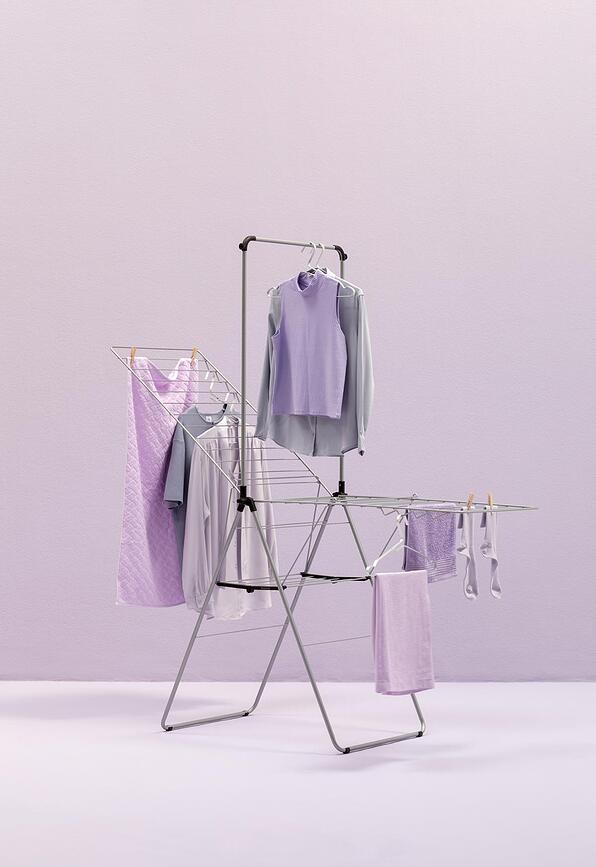 Hangon Séchoir à linge avec barre, 181 cm, noir mat