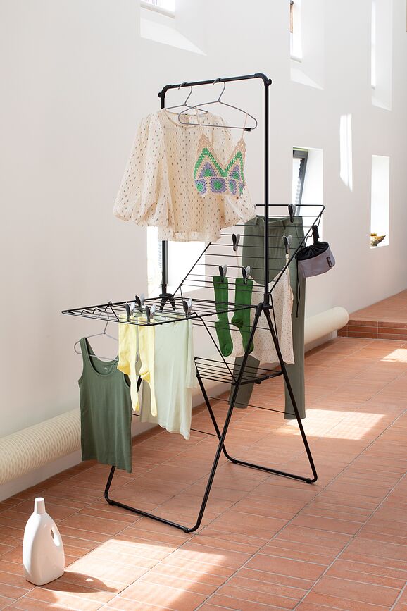 Hangon Sušilo Za Rublje s šipkom 127 cm mat crno