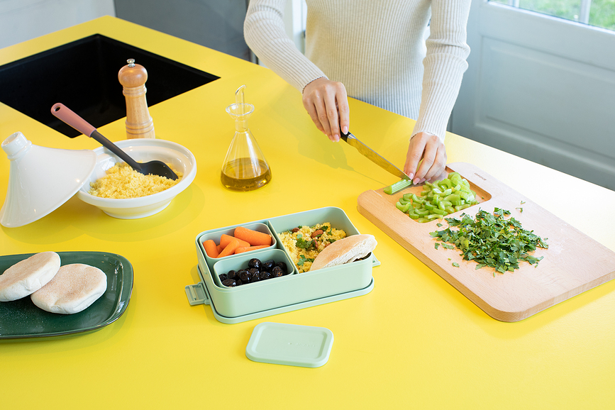 Make & Take Boîte Repas avec compartiments, L, grise