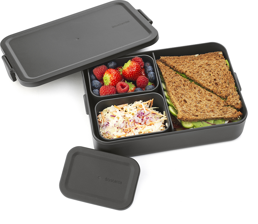 Make & Take Boîte Repas avec compartiments, L, grise