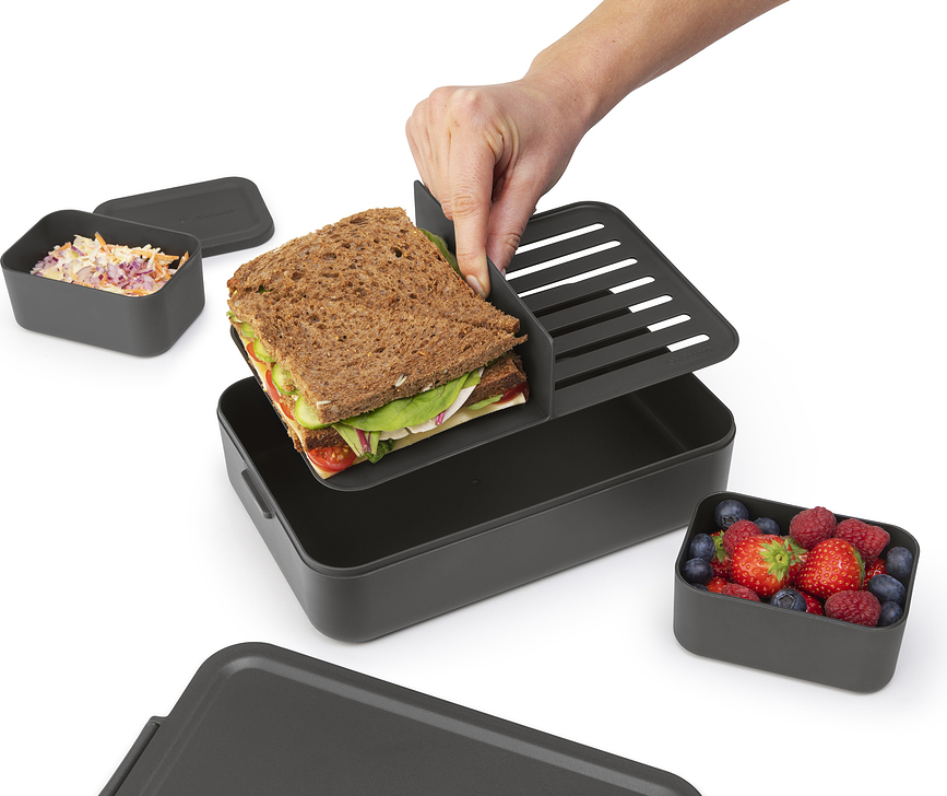 Make & Take Boîte Repas avec compartiments, L, grise