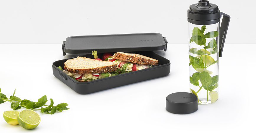 Make & Take Lunch Box avec bouteille, gris, Set 2 pièces