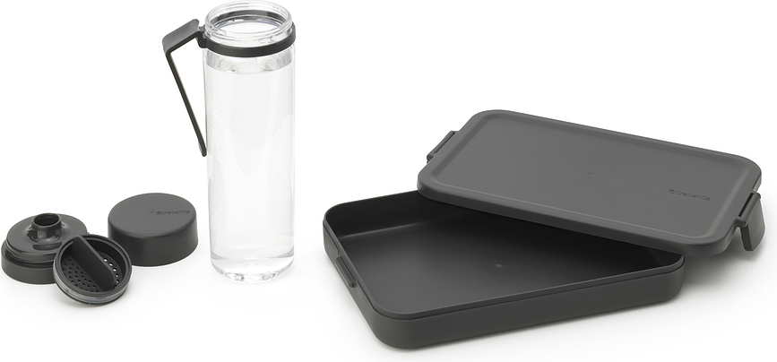 Make & Take Lunch Box avec bouteille, gris, Set 2 pièces