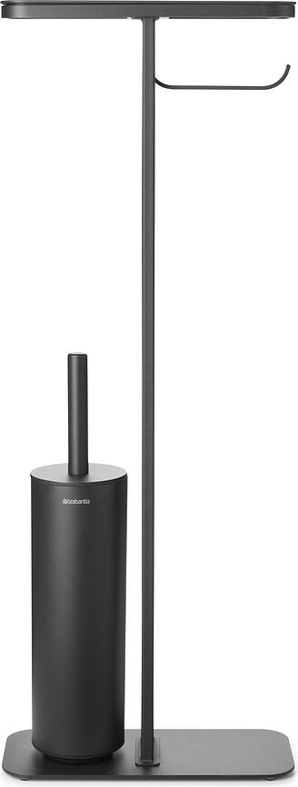 MindSet Ensemble Porte-rouleau et Brosse WC sur Pied avec étagère, gris foncé