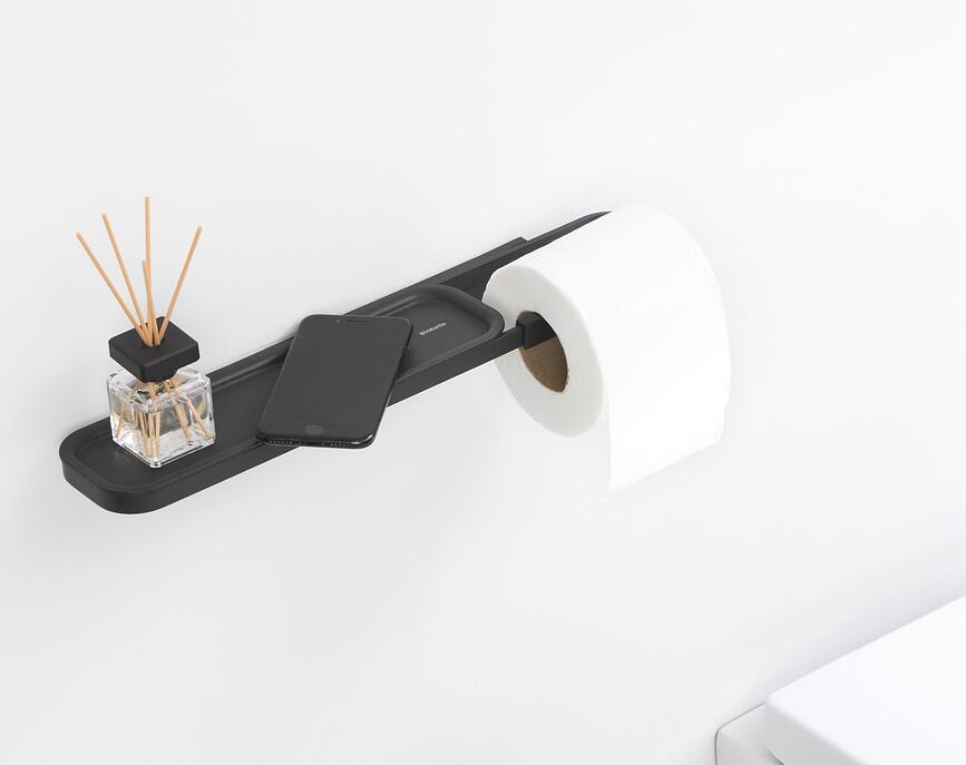 MindSet Porte-papier Toilette avec tablette, gris foncé
