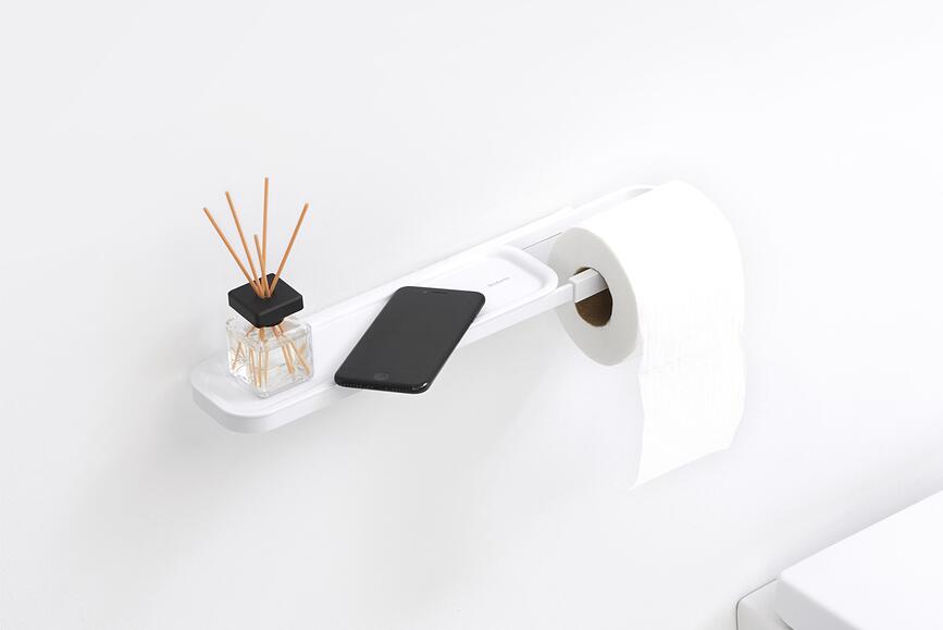 MindSet Porte-papier Toilette avec tablette, gris foncé