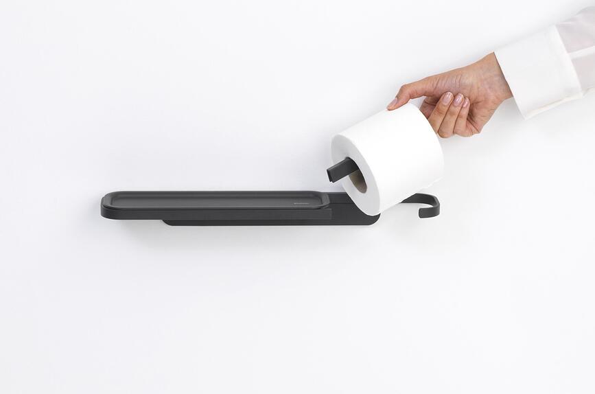 MindSet Porte-papier Toilette avec tablette, gris foncé