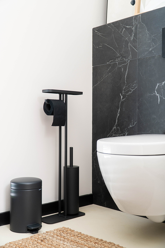 MindSet Stojalo za WC ščetko in toaletni papir s polico, belo