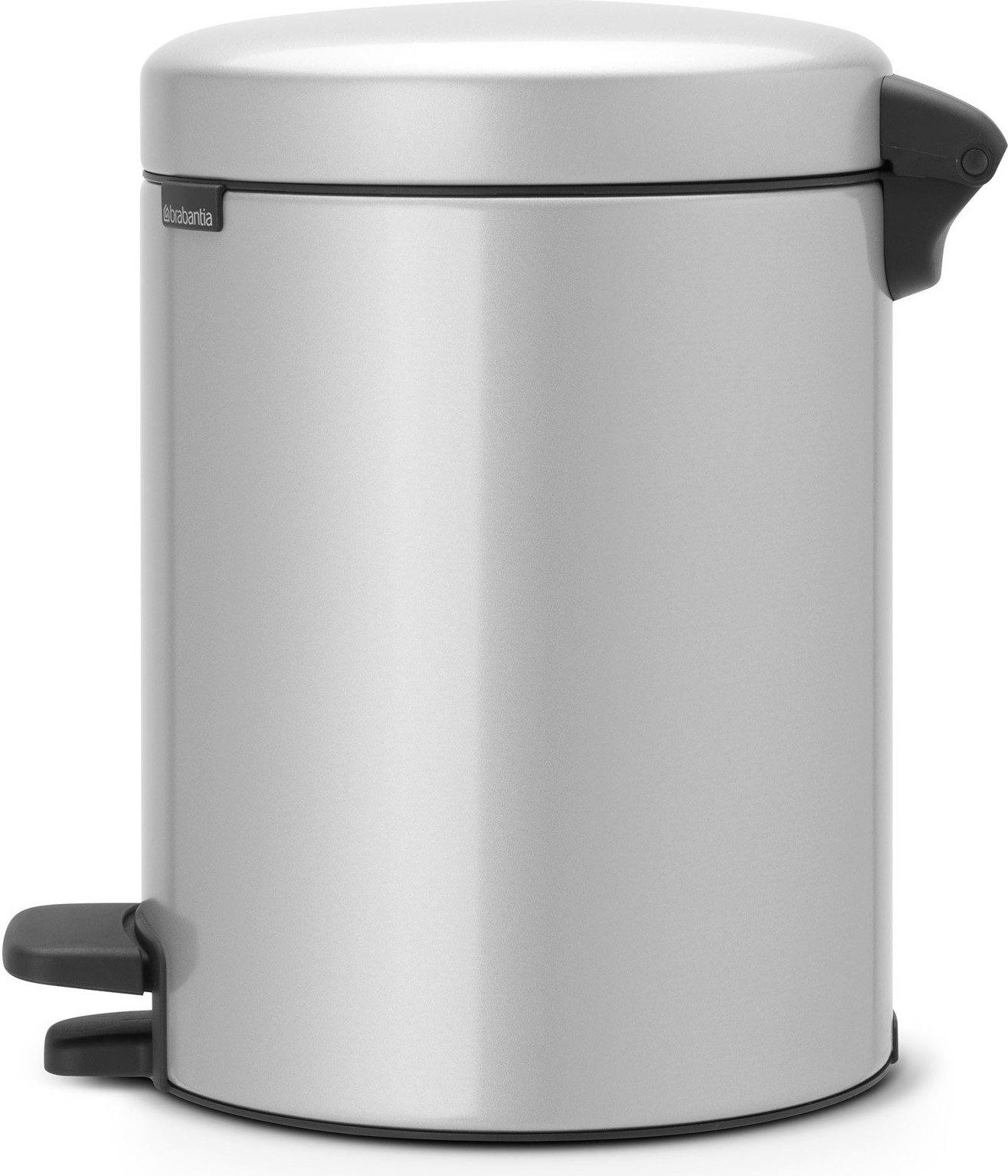Newicon Mülleimer 5 l metallisch grau mit Fußpedal