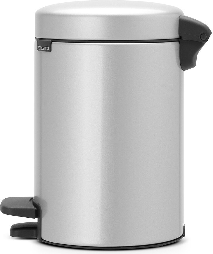 NewIcon Poubelle à pédale, 3 L, grise métallisée