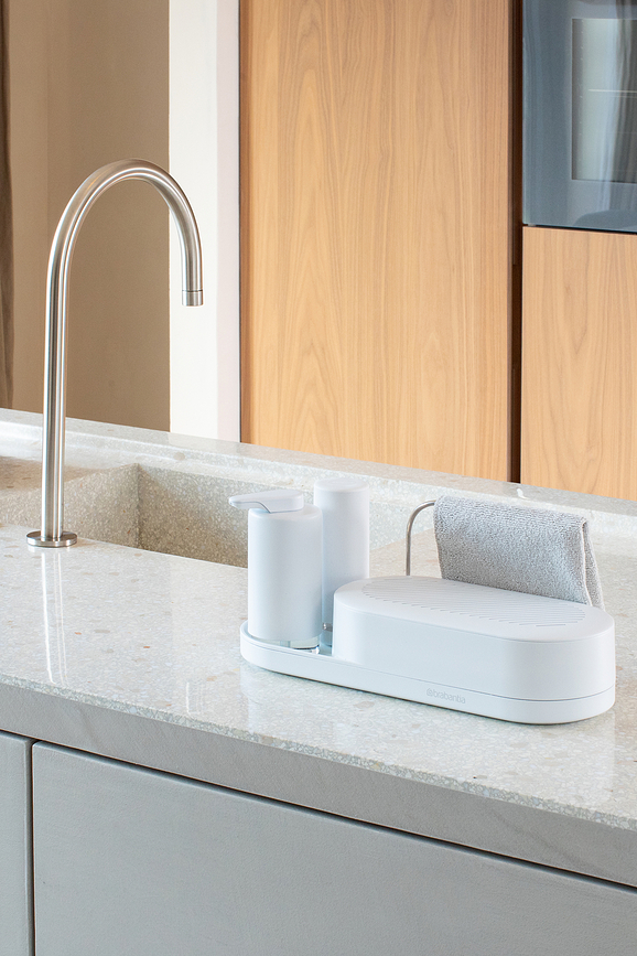 Organizador para Fregadero SinkStyle, con dispensadores, gris, Set de 3 piezas