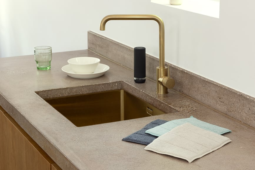 Paños de cocina Sink Side de microfibra, gris-beige-verde