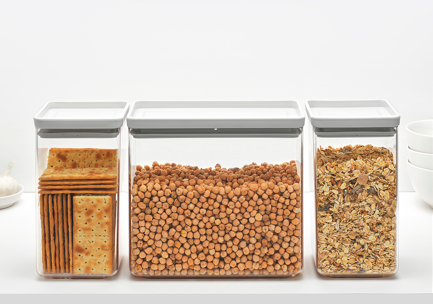 Contenedores Tasty+, grises claros, 3 unidades