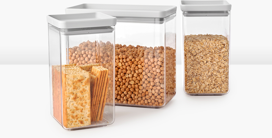 Contenedores Tasty+, grises claros, 3 unidades