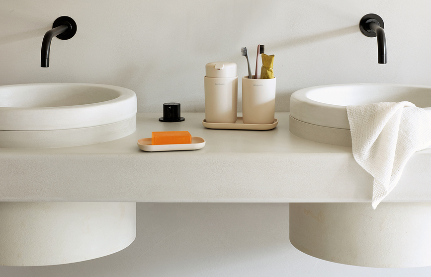 ReNew Set d'Accessoires de Salle de Bain, blancs, Set 3 pièces