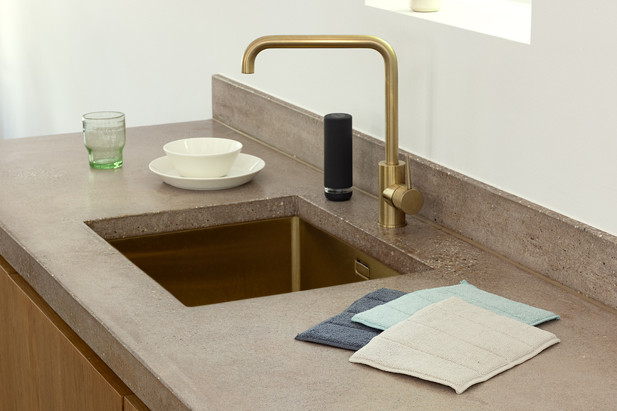 Серветки для посуду Sink Side сіро-бежево-зелені з мікрофібри