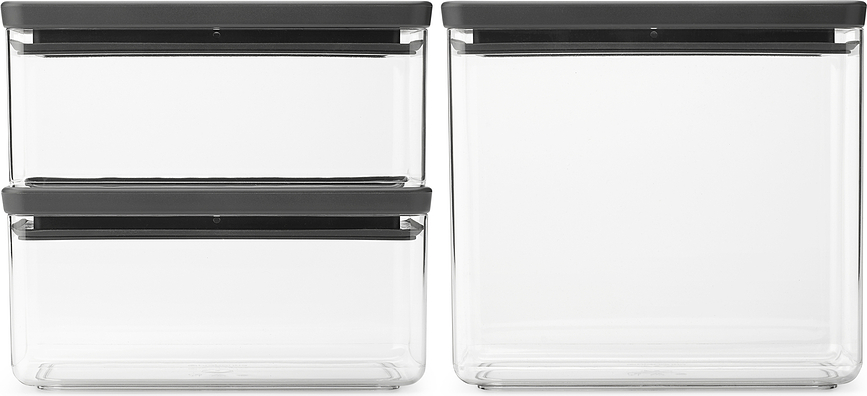 Set de Contenedores de cocina Tasty+, 1,5 l y 3,5 l, grises oscuros, 3 unidades