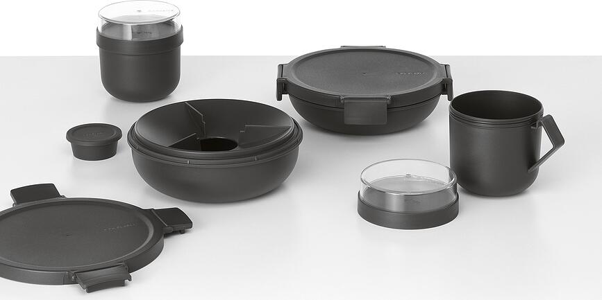 Set de Fiambreras y Botella Make & Take, grises, 3 piezas