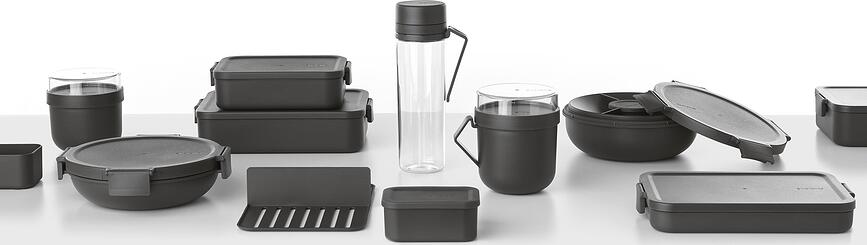 Set de Fiambreras y Botella Make & Take, grises, 3 piezas