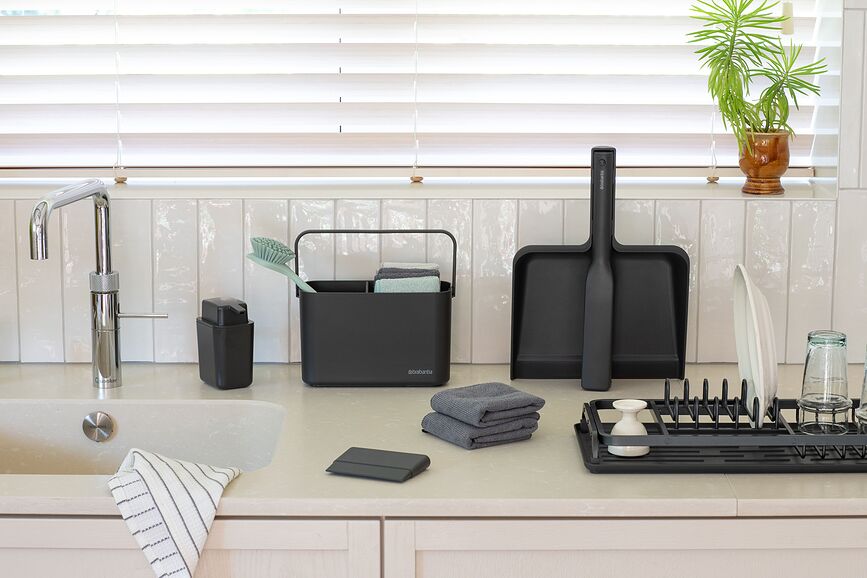 Set de Recogedor y Cepillo Sink Side, gris oscuro