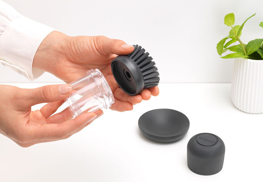 Sink Side Brosse à Vaisselle avec distributeur, gris foncé