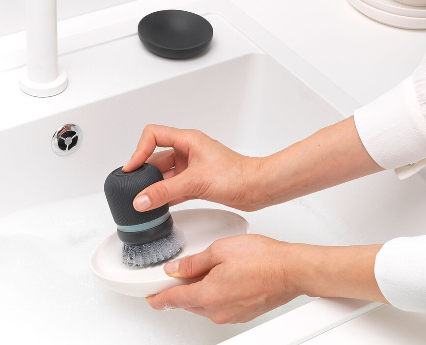 Sink Side Četka za Posuđe s dozatorom tamnosiva