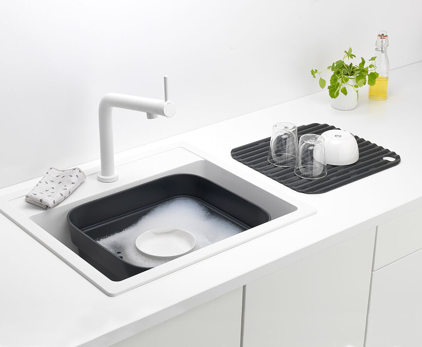 Sink Side Organisateur d'évier avec égouttoir, gris foncé