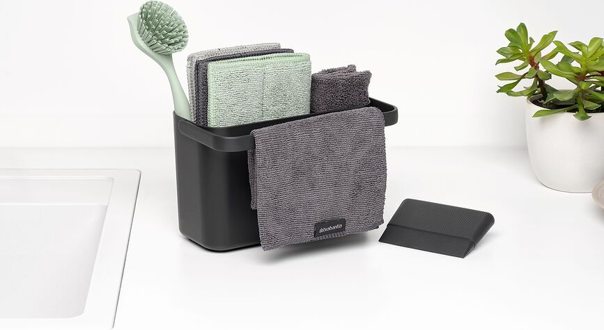 Sink Side Organizator za sudoper s dodacima tamnosivi Set od 8 dijelova