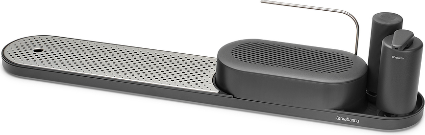 SinkStyle Σετ Οργάνωσης Νεροχύτη, με σχάρα αποστράγγισης και δοχεία σαπουνιού, γκρι, 4 τμχ