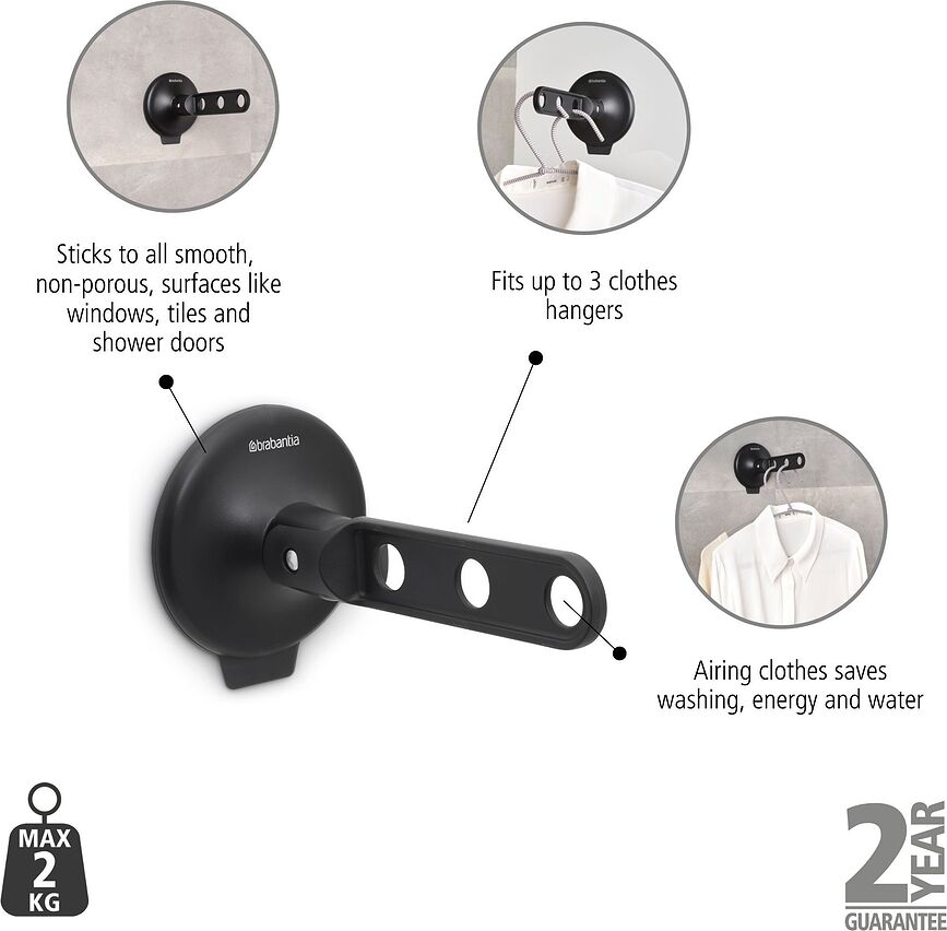 Soporte para Perchas con ventosa Brabantia, negro