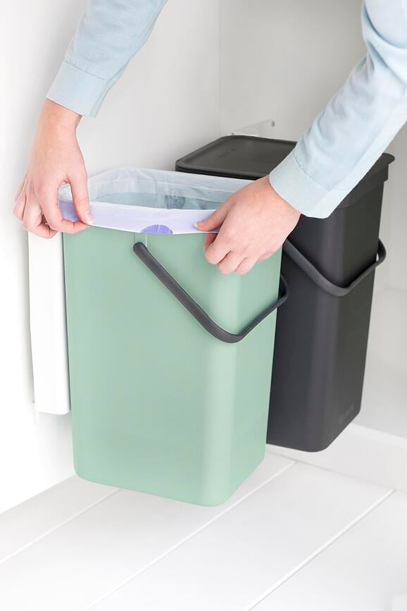 Sort & Go Κάδος Ανακύκλωσης διπλός, για ντουλάπι, 2 x 12 L, γκρι και πράσινο νεφρίτη