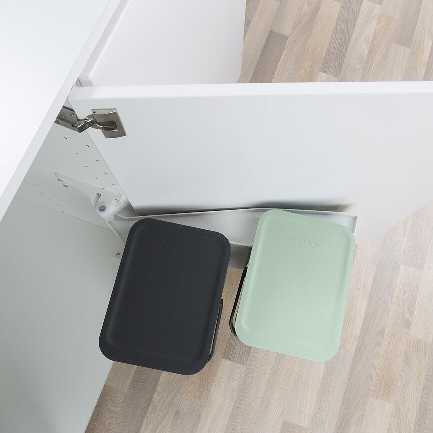 Sort & Go Κάδος Ανακύκλωσης διπλός, για ντουλάπι, 2 x 12 L, γκρι και πράσινο νεφρίτη