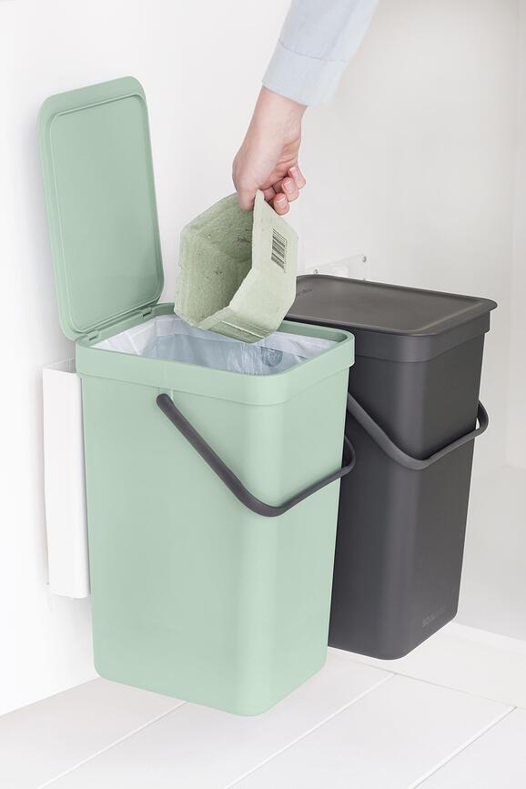 Sort & Go Κάδος Ανακύκλωσης διπλός, για ντουλάπι, 2 x 12 L, γκρι και πράσινο νεφρίτη
