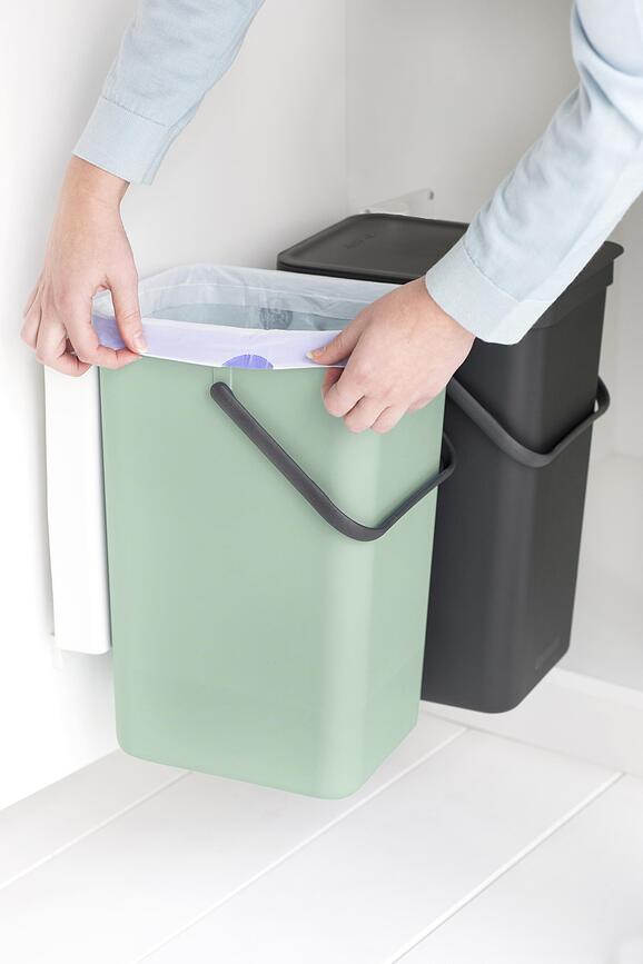 Sort & Go Koš za Otpad za razvrstavanje dvostruki 2 x 12 l sivi žad zeleni za ormarić