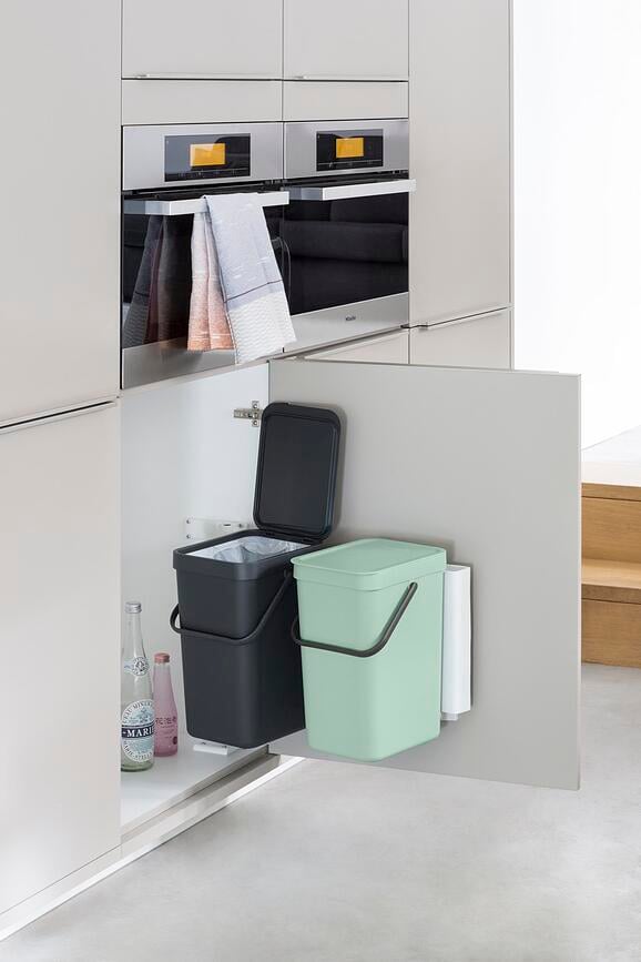 Sort & Go Koš za Otpad za razvrstavanje dvostruki 2 x 12 l sivi žad zeleni za ormarić