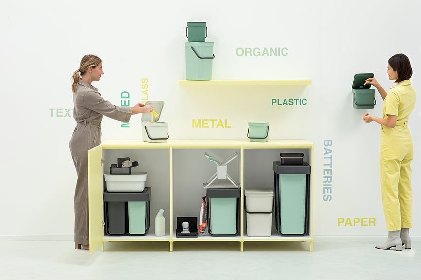 Sort & Go Poubelle de Tri double, pour placard, 2 x 30 L