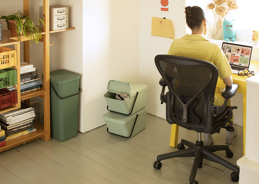 Sort & Go Stackable Poubelle empilable, 20 L, vert jade