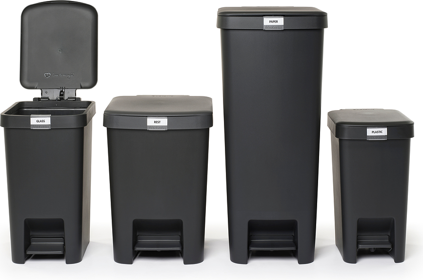 Poubelle à pédale StepUp 25 l, beige, en matière recyclée