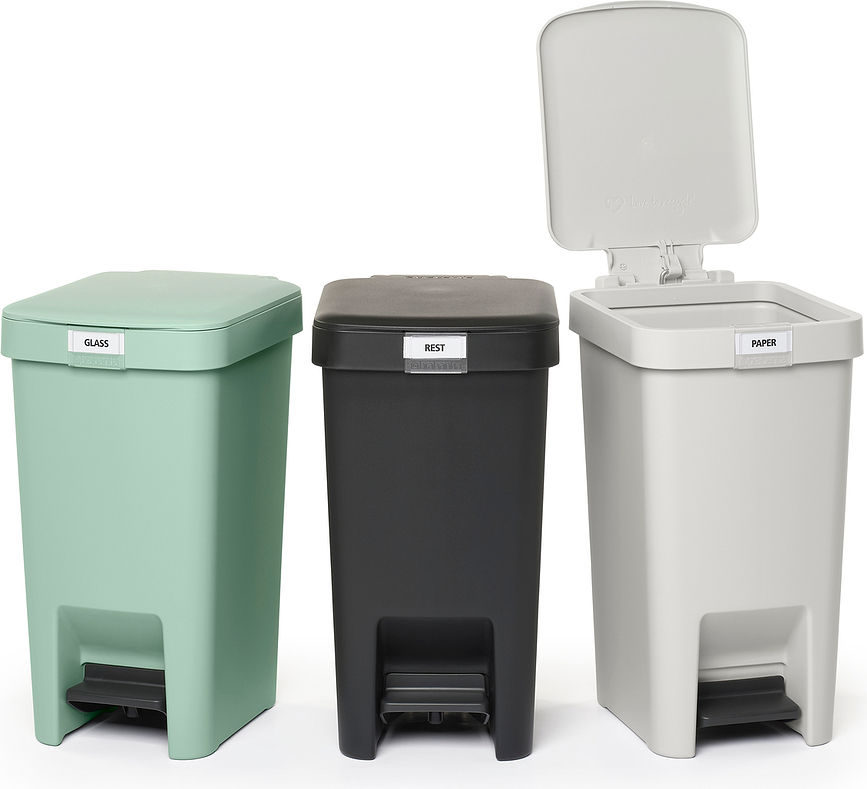 StepUp Poubelle à Pédale 10 L, gris clair, en matière recyclée