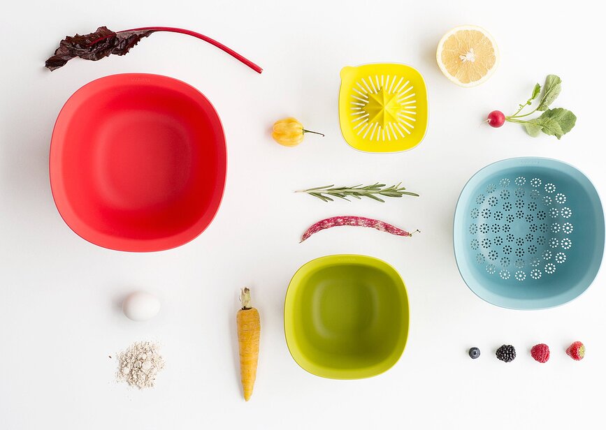 Tasty+ Ensemble de Bols de Cuisine, avec passoire et presse-agrumes, multicolore