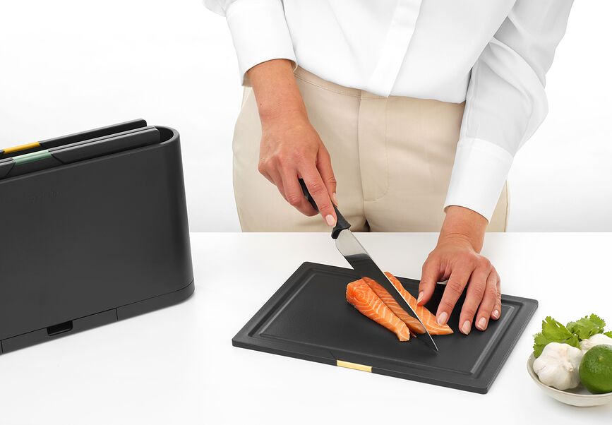 Tasty+ Planches à Découper avec support de rangement, Lot de 4