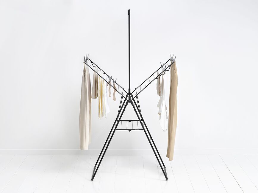 Tendedero Hangon, 127 cm, negro mate, con barra