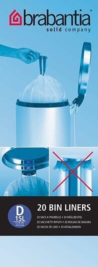 Brabantia Sacs Poubelle, taille D, 15 L, Lot de 20