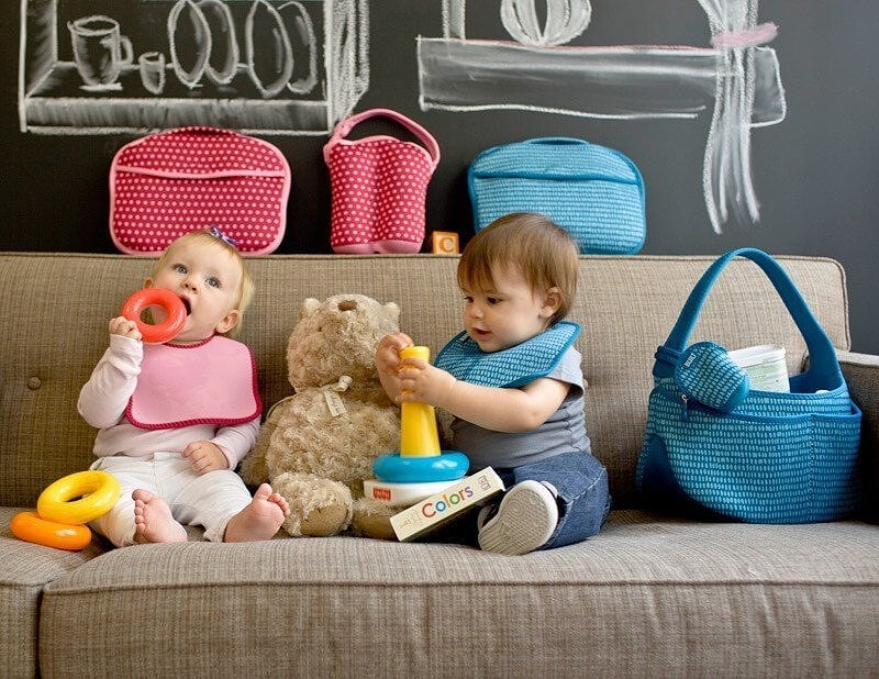 Bottle Buddy Blue Stripe Housse double pour biberons, à rayures bleues