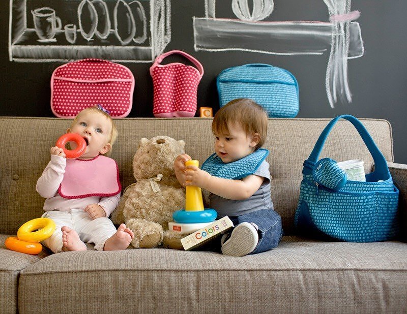 Bolsa Térmica doble para biberones Bottle Buddy, de rayas azules