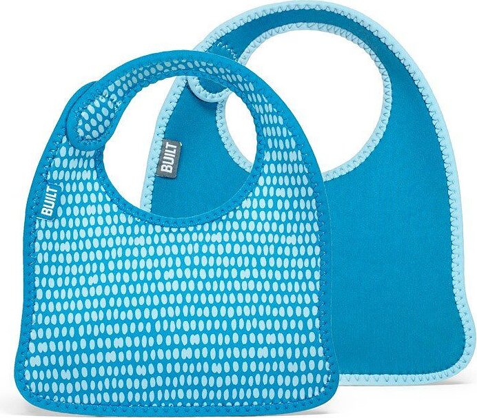 Mess Mate Bavoirs, à motif pois bleus, Lot de 2