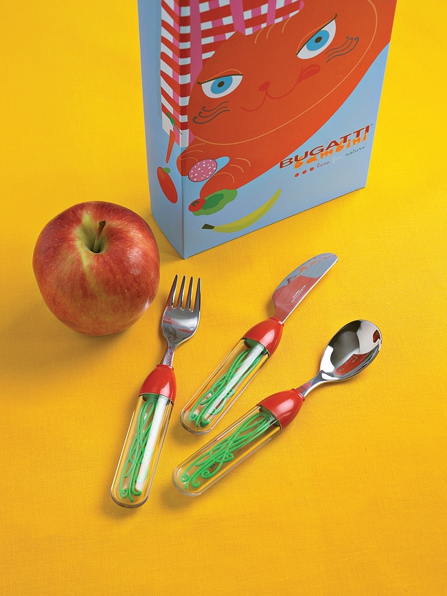 Baby Tweet Children's Cutlery green-red, 3-piece set