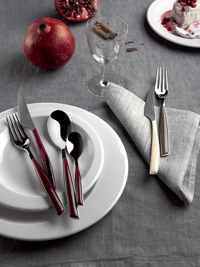 Glamour Cutlery Set, burgundy, 24-piece